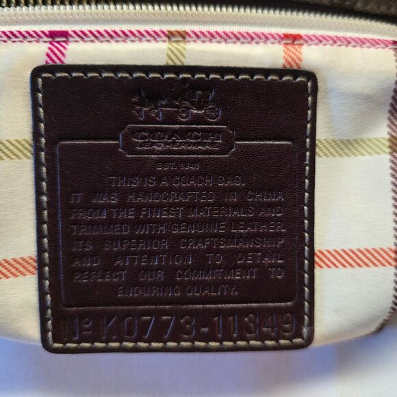 Coach Heritage Signature Stripe Tan/Brown/Red Bucket Bag - Picture 11 of 13